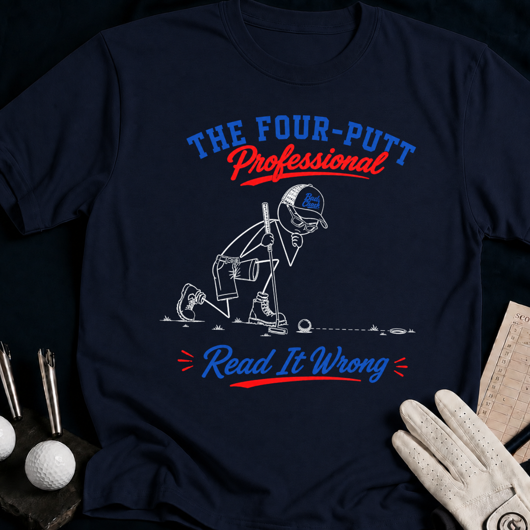 The Four-Putt Professional – funny golf t-shirt in Navy | Bad Lies Club