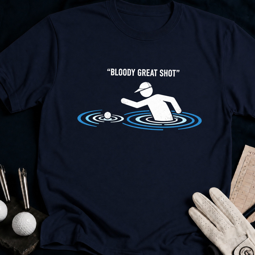 Bloody Great Shot – funny golf t-shirt in Navy | Bad Lies Club