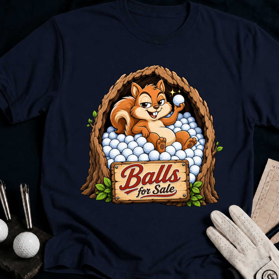 Balls For Sale – funny golf t-shirt in Navy | Bad Lies Club
