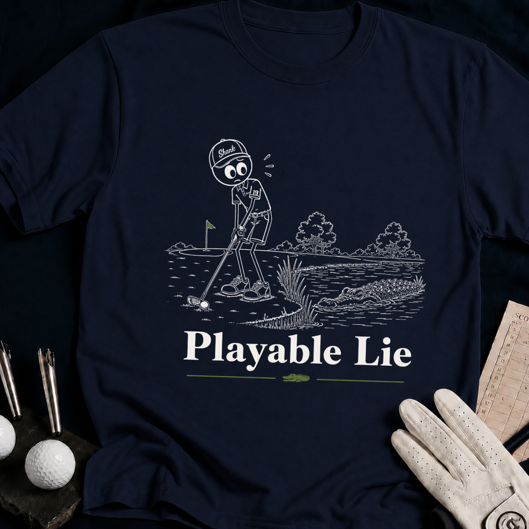 Playable Lie – funny golf t-shirt in Navy | Bad Lies Club