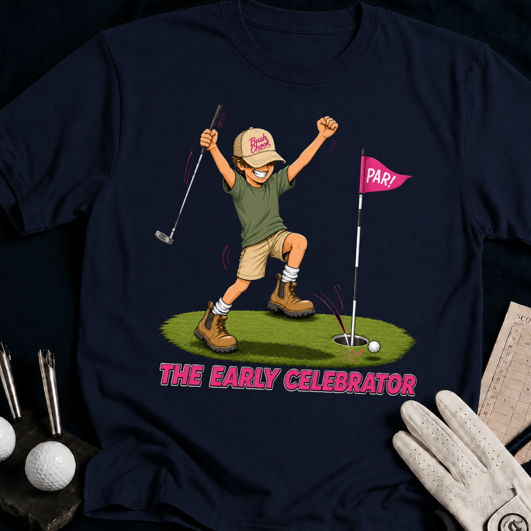 The Early Celebrator – funny golf t-shirt in Navy | Bad Lies Club