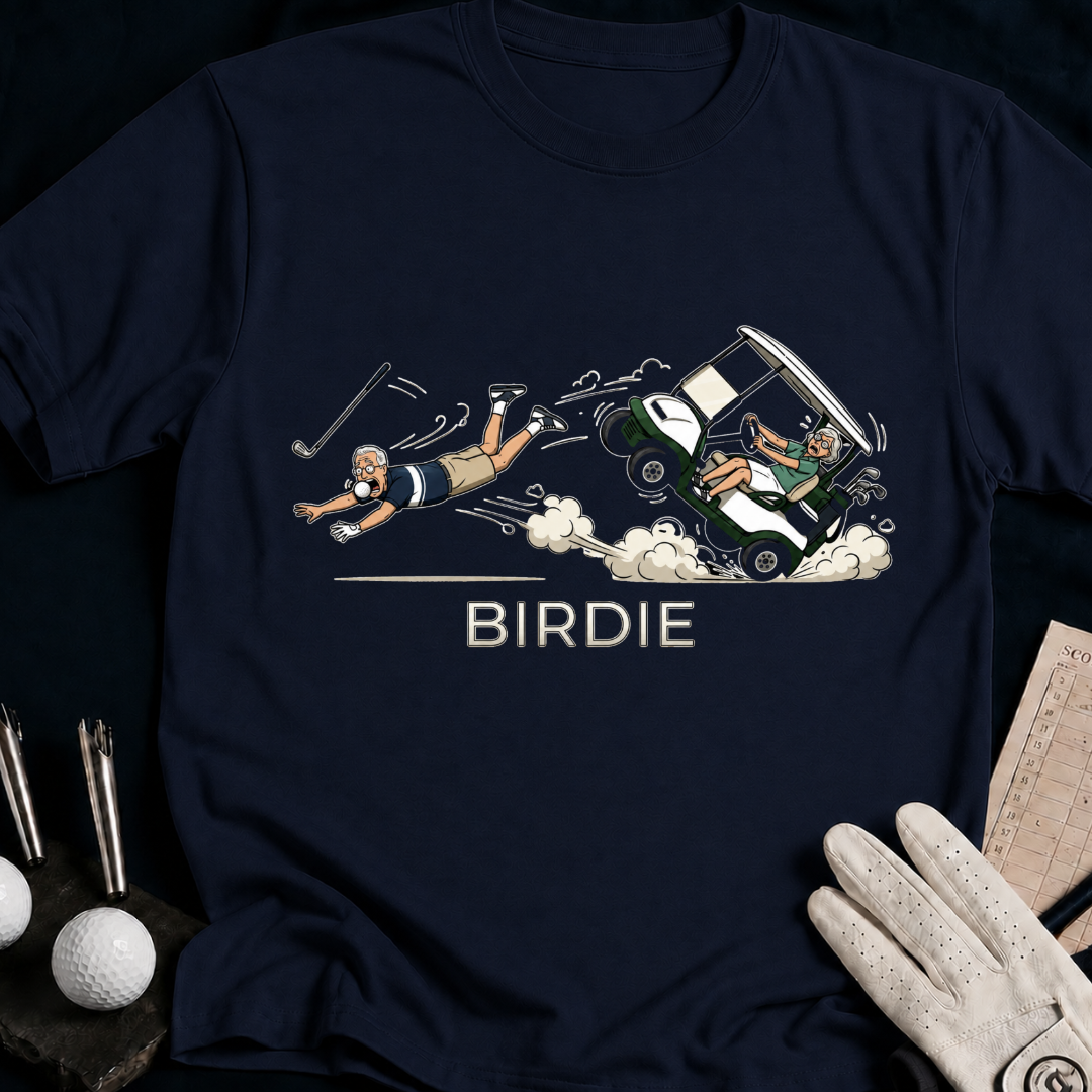 BIRDIE – funny golf t-shirt in Navy | Bad Lies Club