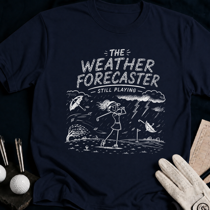 The Weather Forecaster – funny women's golf t-shirt in Navy | Bad Lies Club