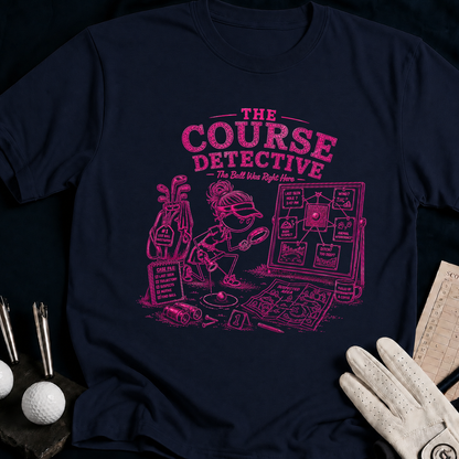 The Course Detective – funny women's golf t-shirt in Navy | Bad Lies Club