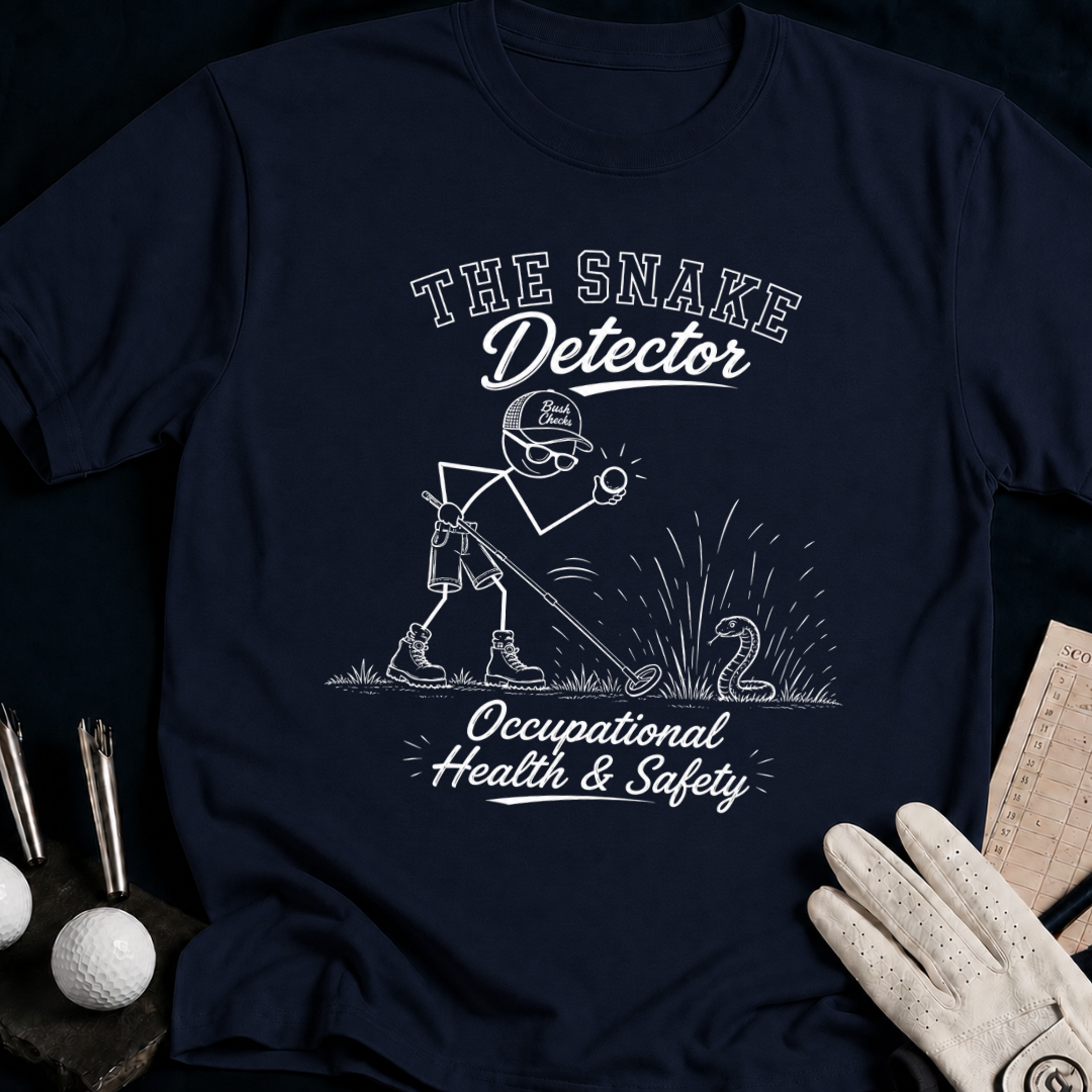 The Snake Detector – funny golf t-shirt in Navy | Bad Lies Club