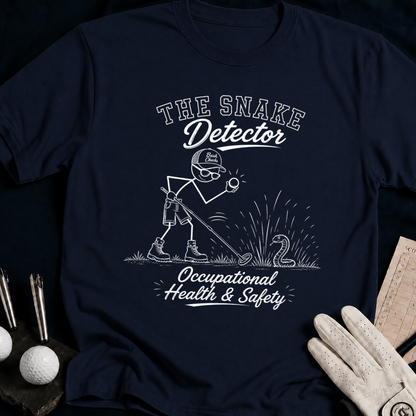 The Snake Detector – funny golf t-shirt in Navy | Bad Lies Club