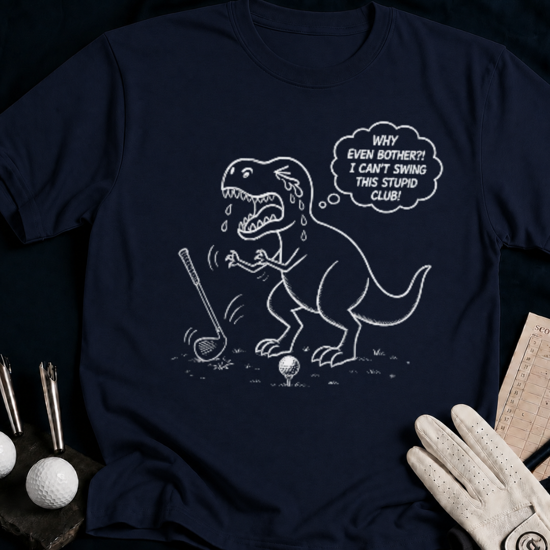 Why Even Bother – funny golf t-shirt in Navy | Bad Lies Club