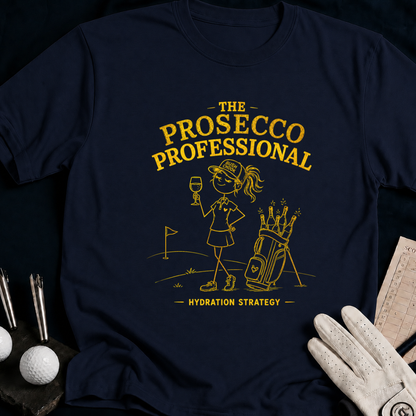 Prosecco Professional – funny golf t-shirt in Navy | Bad Lies Club