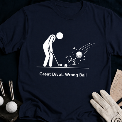 Great Divot, Wrong Ball – funny golf t-shirt in Navy | Bad Lies Club