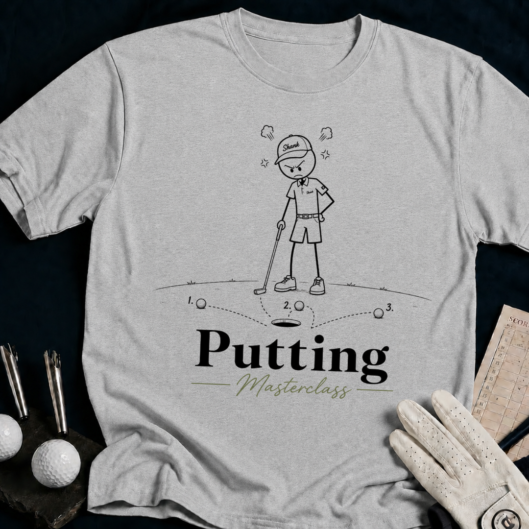 Putting Masterclass – funny golf t-shirt in Sport Grey | Bad Lies Club