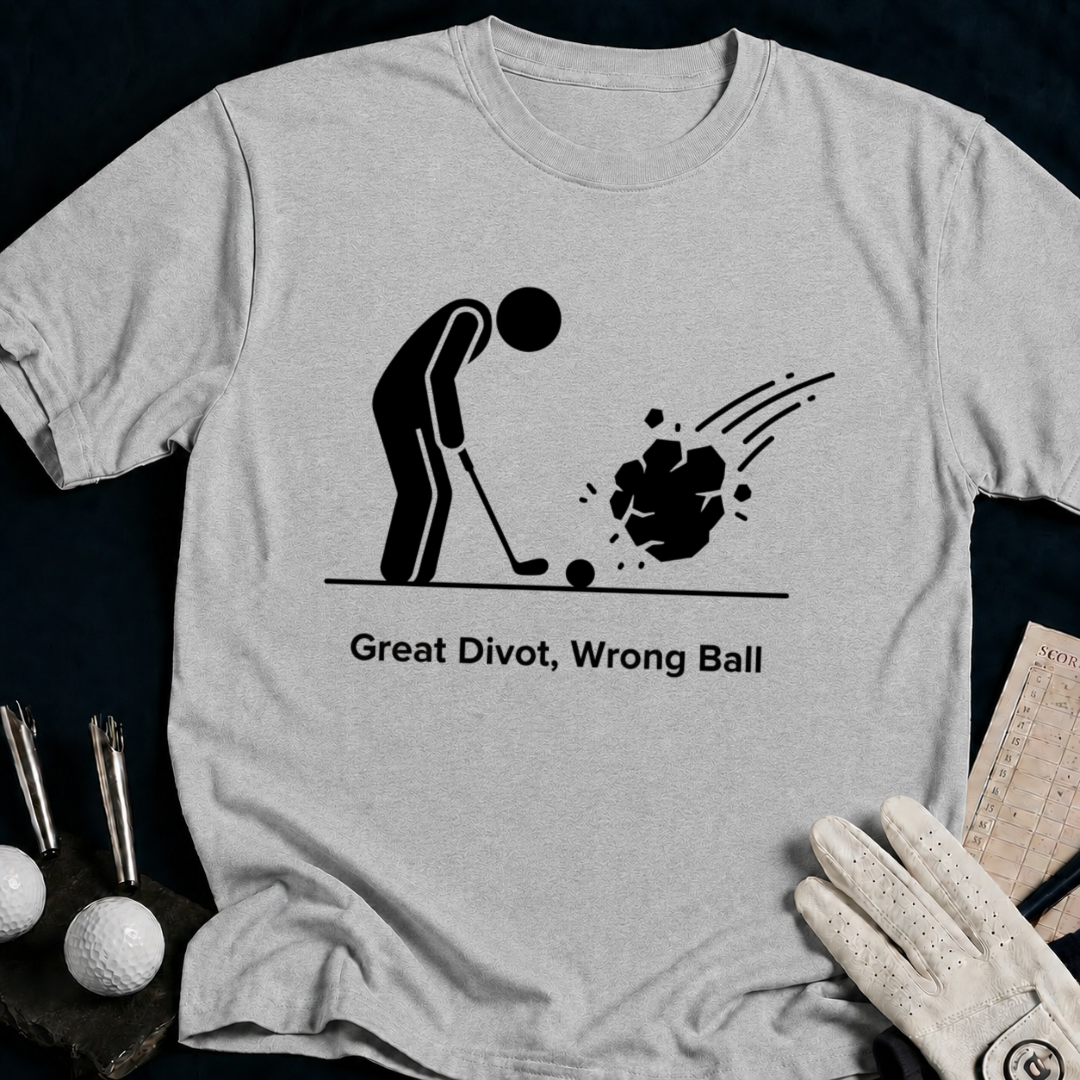 Great Divot, Wrong Ball – funny golf t-shirt in Sport Grey | Bad Lies Club
