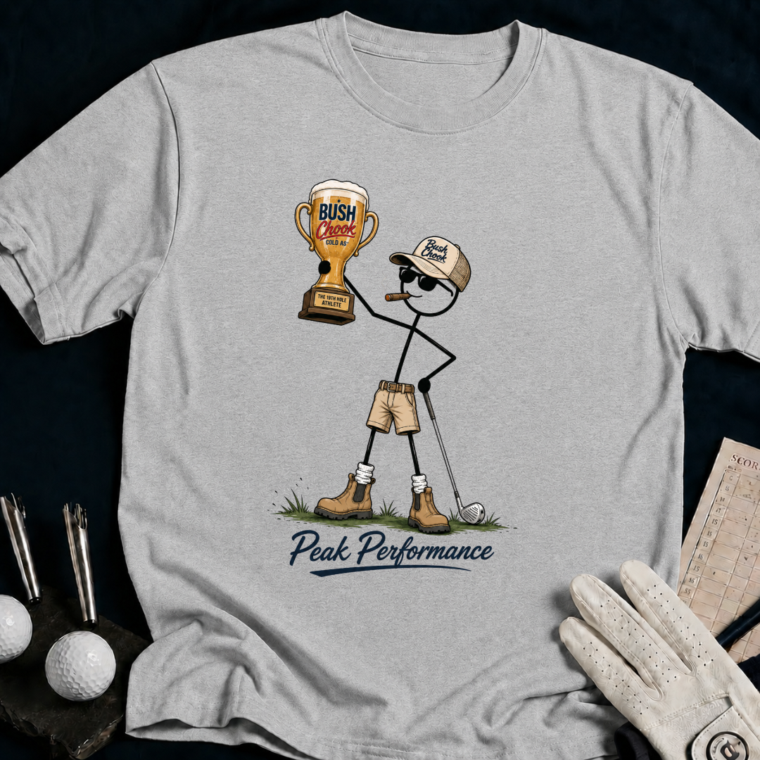 Peak Performance – funny golf t-shirt in Sport Grey | Bad Lies Club