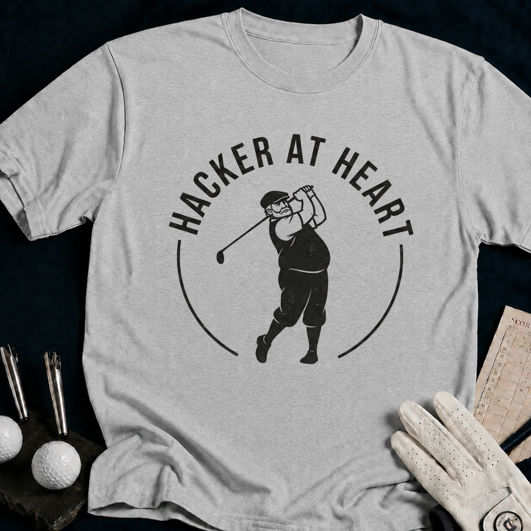 Hacker at Heart – funny golf t-shirt in Sport Grey | Bad Lies Club