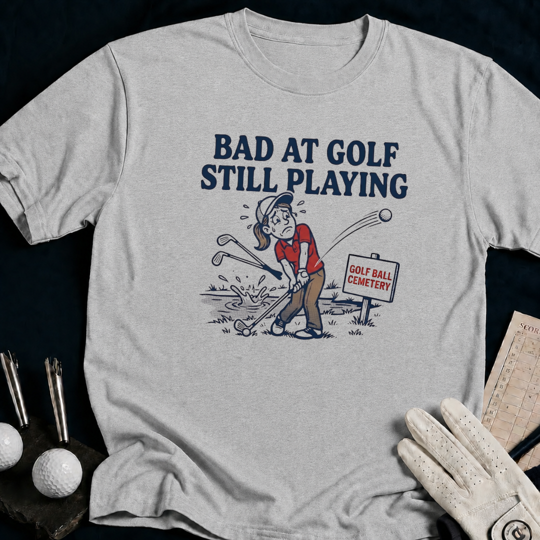 Bad at Golf Still Playing – funny women's golf t-shirt in Sport Grey | Bad Lies Club