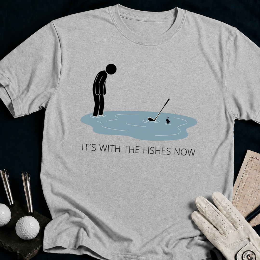I’m With The Fishies Now – funny golf t-shirt in Sport Grey | Bad Lies Club