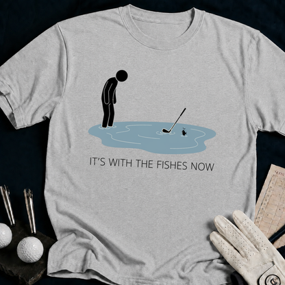 I’m With The Fishies Now – funny golf t-shirt in Sport Grey | Bad Lies Club
