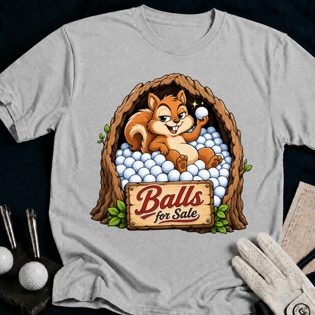 Balls For Sale – funny golf t-shirt in Sport Grey | Bad Lies Club