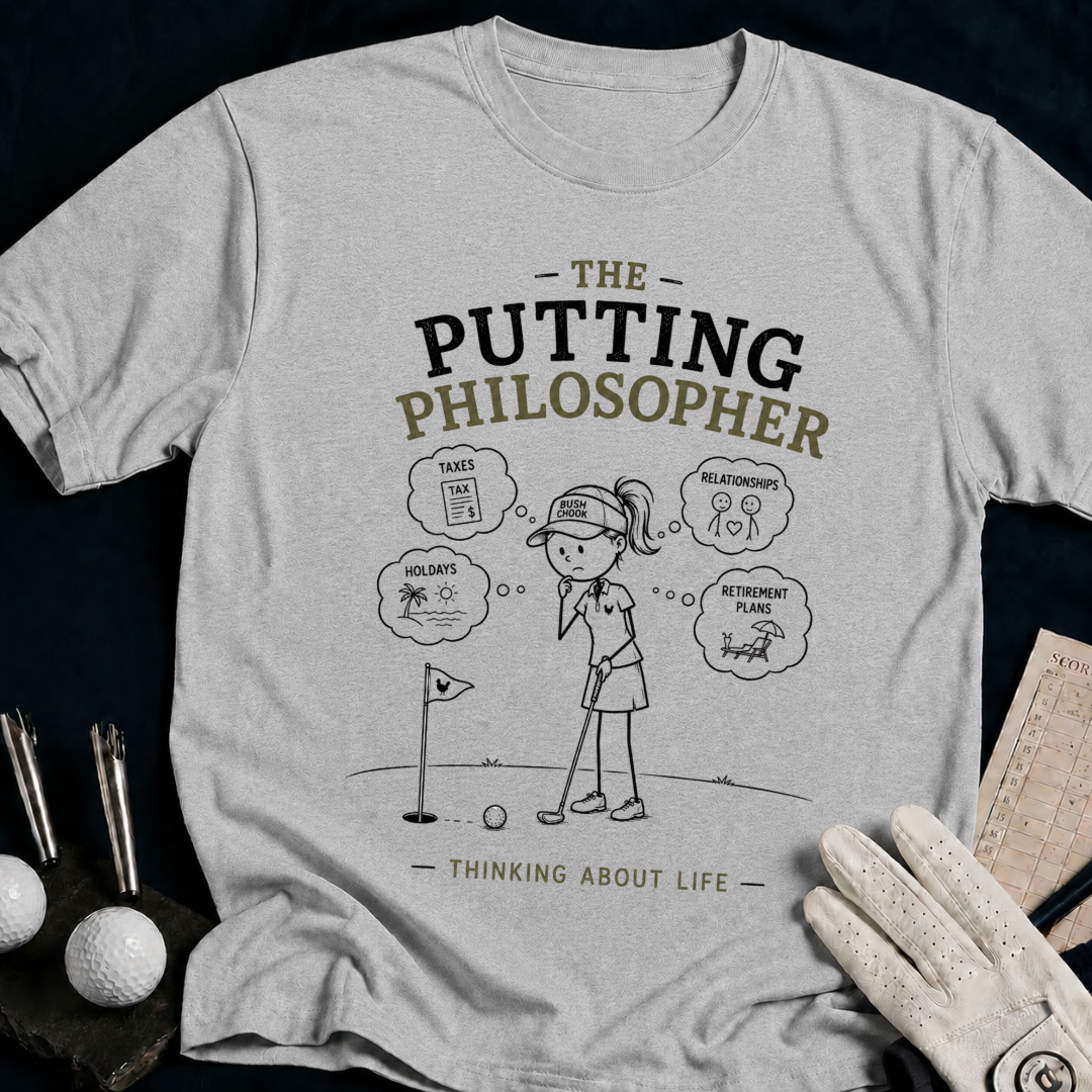 The Putting Philosopher – funny women's golf t-shirt in Sport Grey | Bad Lies Club