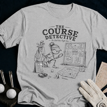 The Course Detective – funny women's golf t-shirt in Sport Grey | Bad Lies Club