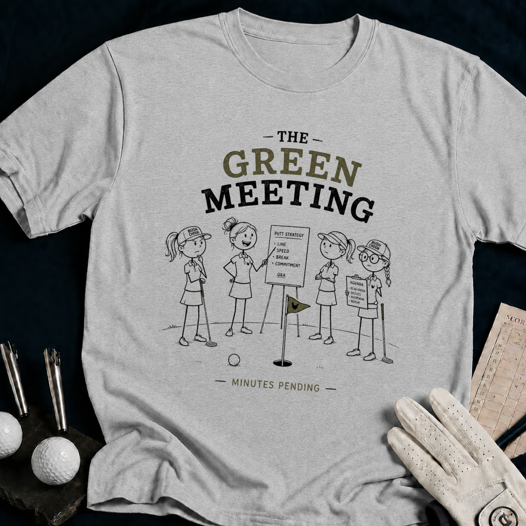 The Green Meeting – funny women's golf t-shirt in Sport Grey | Bad Lies Club