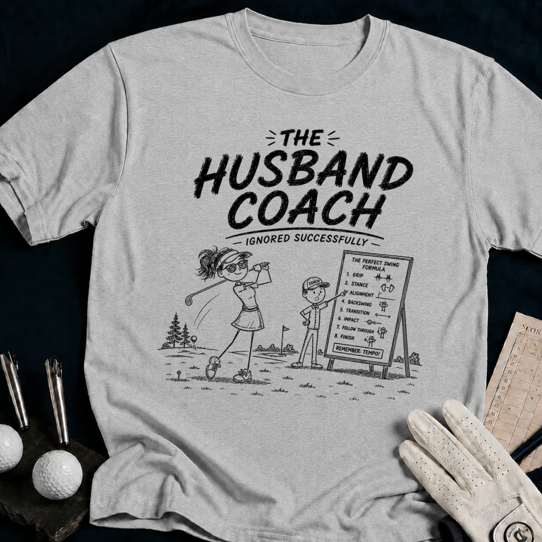 The Husband Coach – funny women's golf t-shirt in Sport Grey | Bad Lies Club