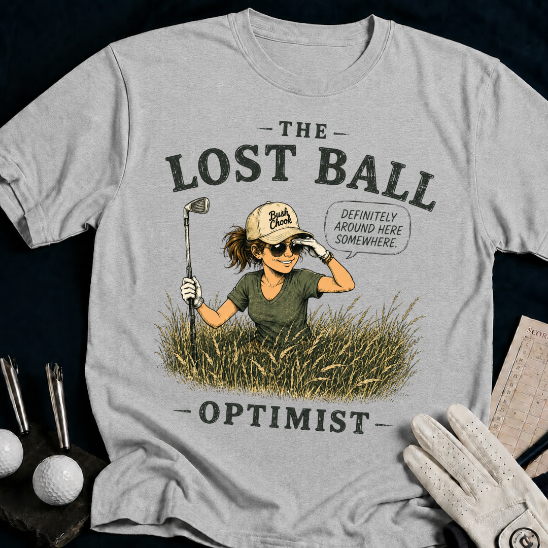 The Lost Ball Optimist – funny women's golf t-shirt in Sport Grey | Bad Lies Club