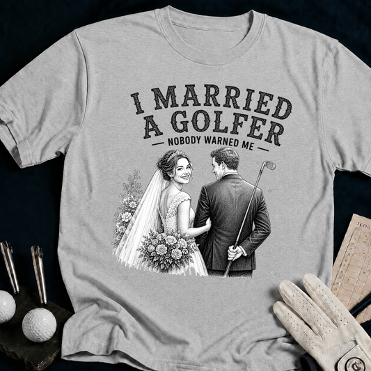 I Married a Golfer – funny golf t-shirt in Sport Grey | Bad Lies Club