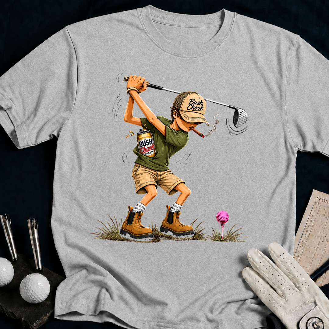 Bush Chook – funny golf t-shirt in Sport Grey | Bad Lies Club