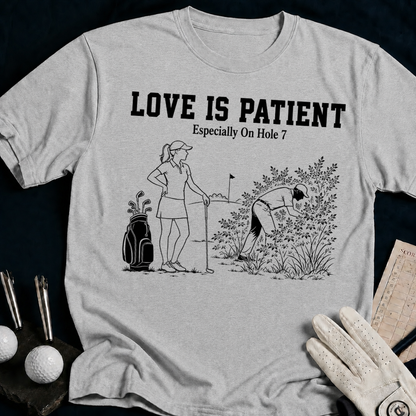 Love Is Patient – funny golf t-shirt in Sport Grey | Bad Lies Club