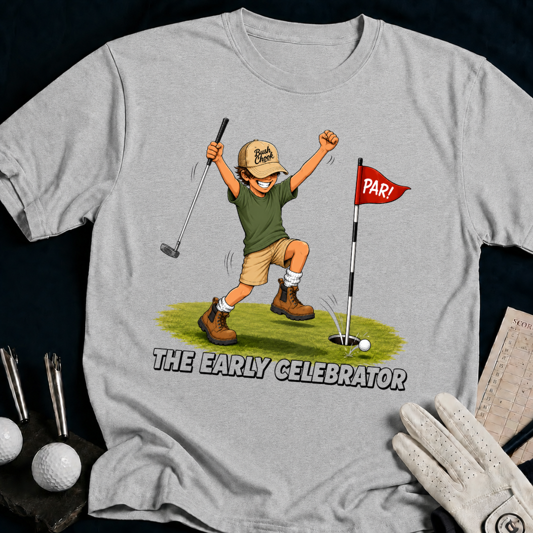 The Early Celebrator – funny golf t-shirt in Sport Grey | Bad Lies Club