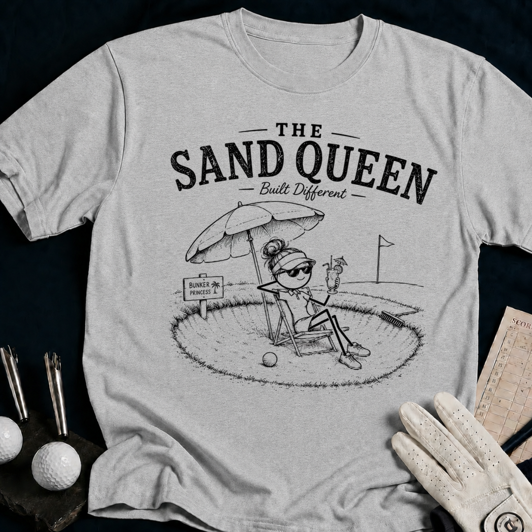 The Sand Queen – funny women's golf t-shirt in Sport Grey | Bad Lies Club