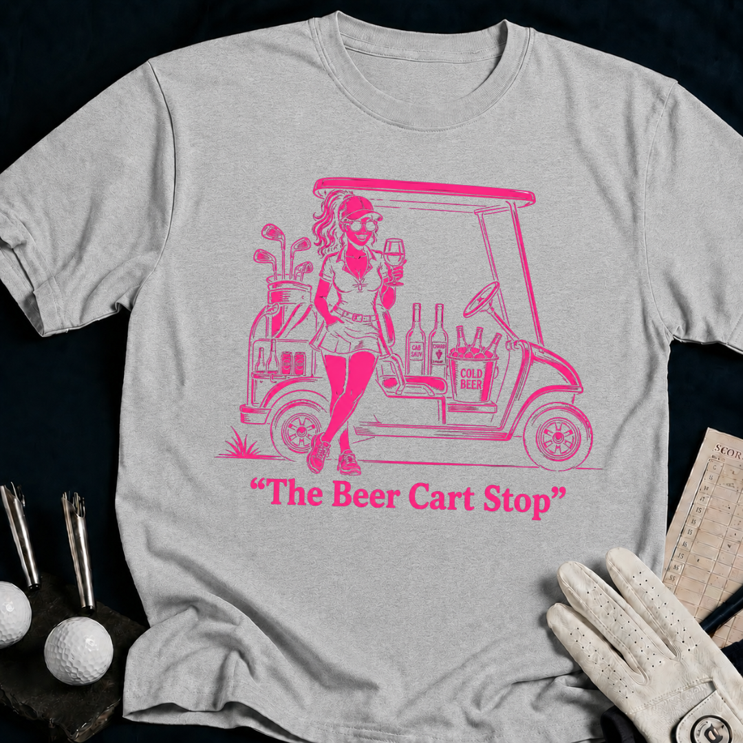 The Beer Cart Stop – funny women's golf t-shirt in Sport Grey | Bad Lies Club