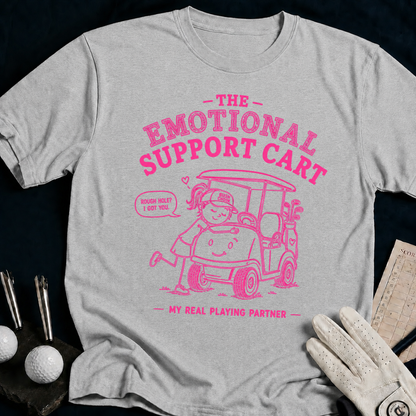 The Emotional Support Cart – funny women's golf t-shirt in Sport Grey | Bad Lies Club