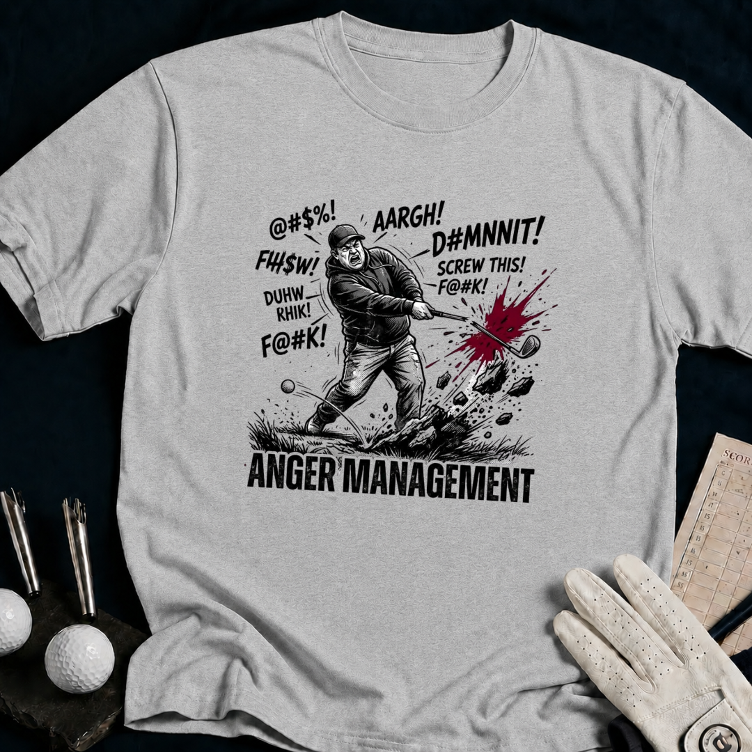 Anger Management – funny golf t-shirt in Sport Grey | Bad Lies Club