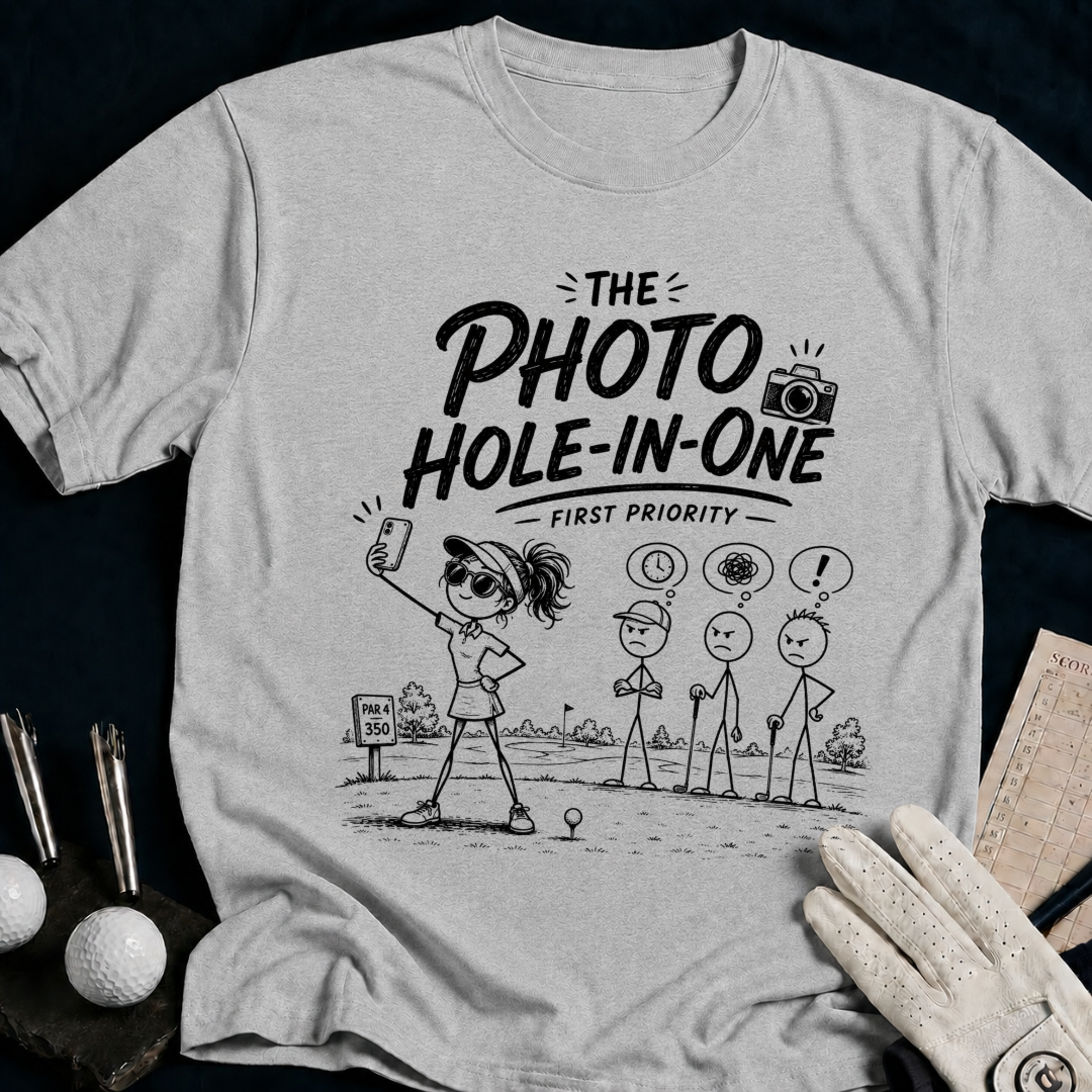 The Photo Hole-in-One – funny women's golf t-shirt in Sport Grey | Bad Lies Club