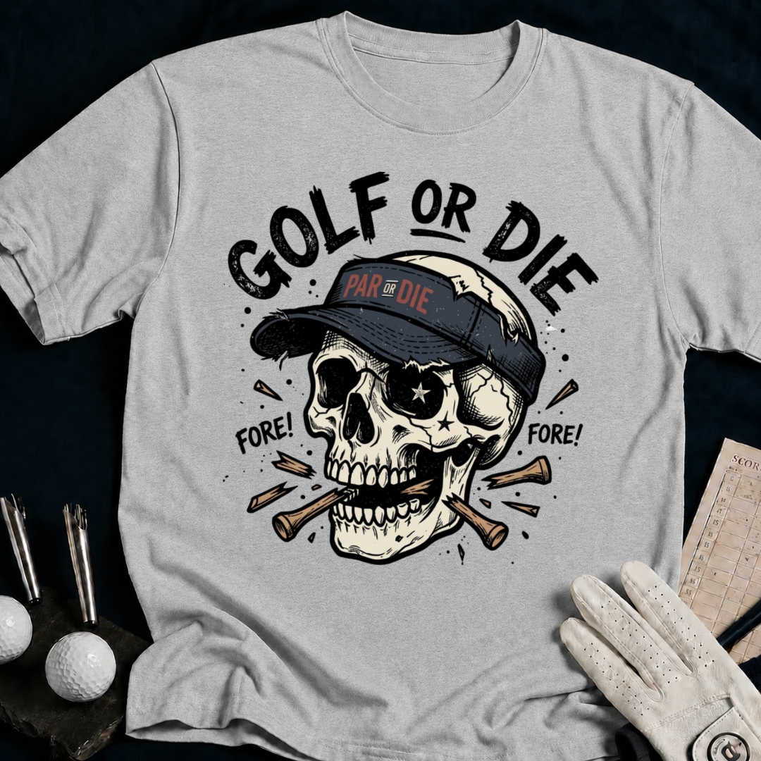 Golf or Die – funny golf t-shirt in Sport Grey | Bad Lies Club