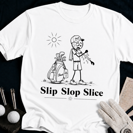 Slip Slop Slice – funny golf t-shirt in White | Bad Lies Club