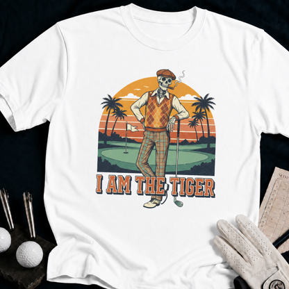 I Am The Tiger – funny golf t-shirt in White | Bad Lies Club
