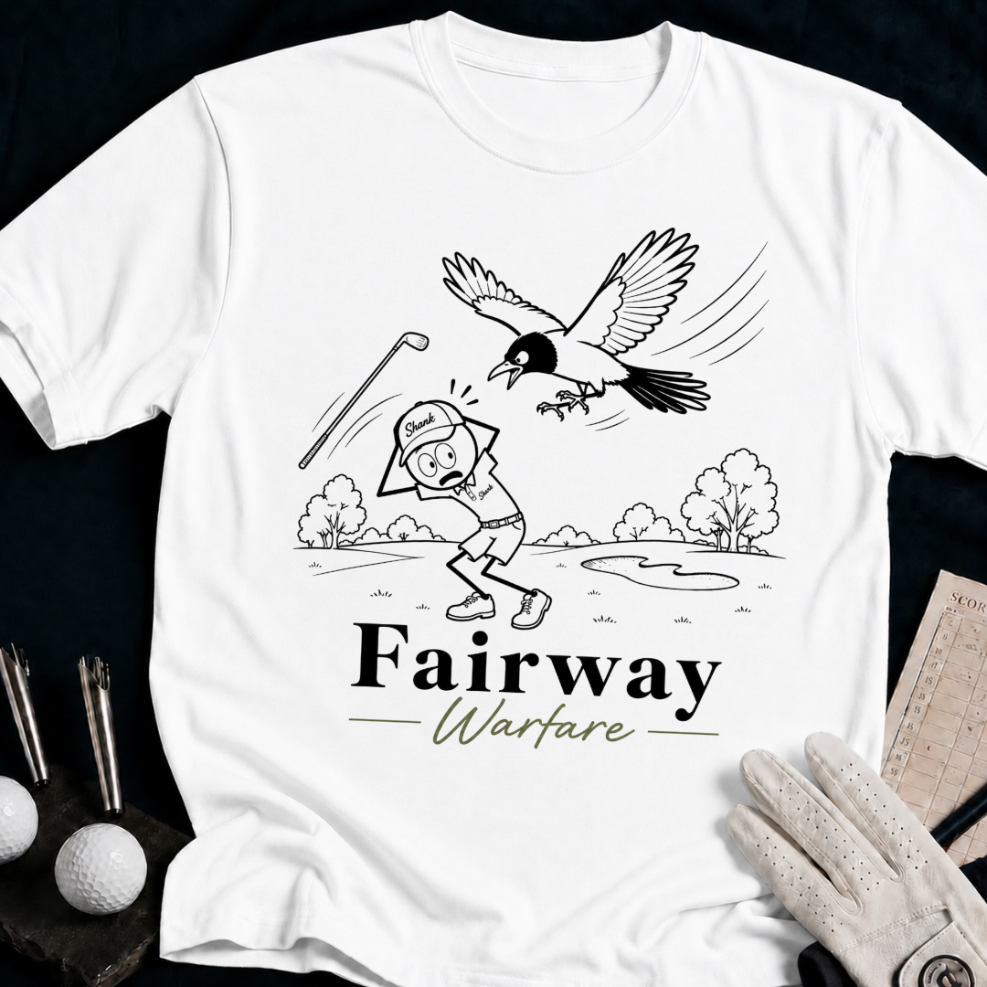 Fairway Warfare – funny golf t-shirt in White | Bad Lies Club
