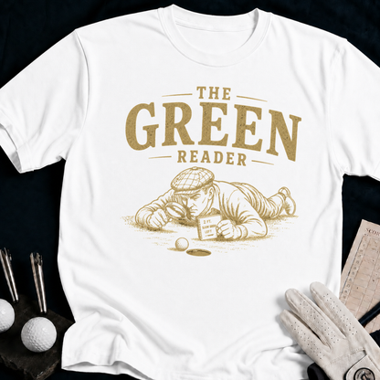 The Green Reader – funny men's golf t-shirt in White | Bad Lies Club