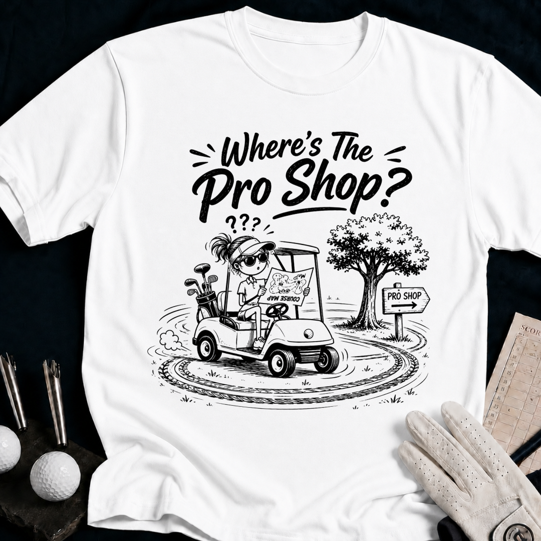 Where's The Pro Shop – funny women's golf t-shirt in White | Bad Lies Club