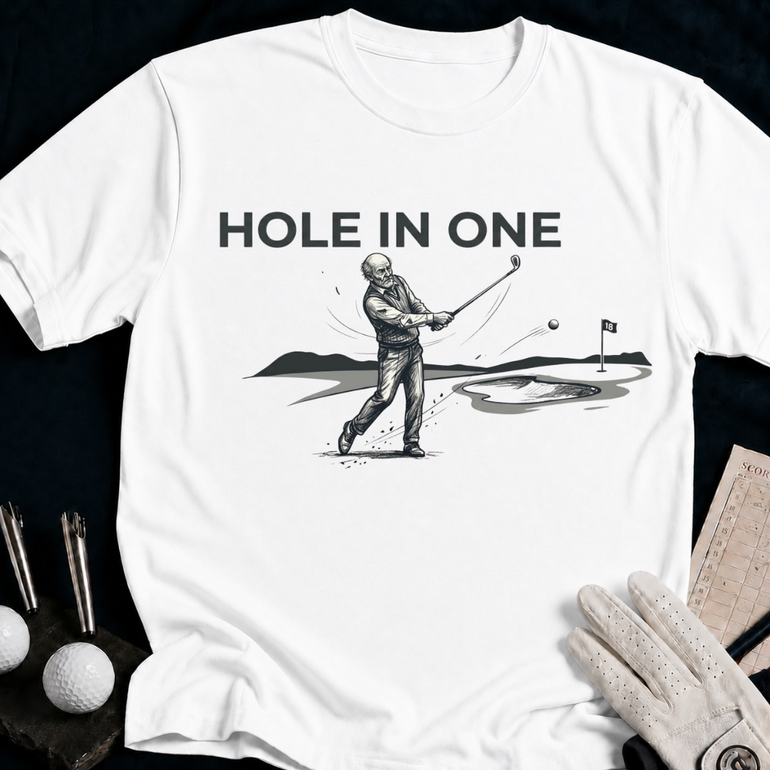 Hole In One – funny golf t-shirt in White | Bad Lies Club