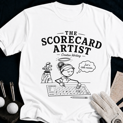 The Scorecard Artist – funny women's golf t-shirt in White | Bad Lies Club