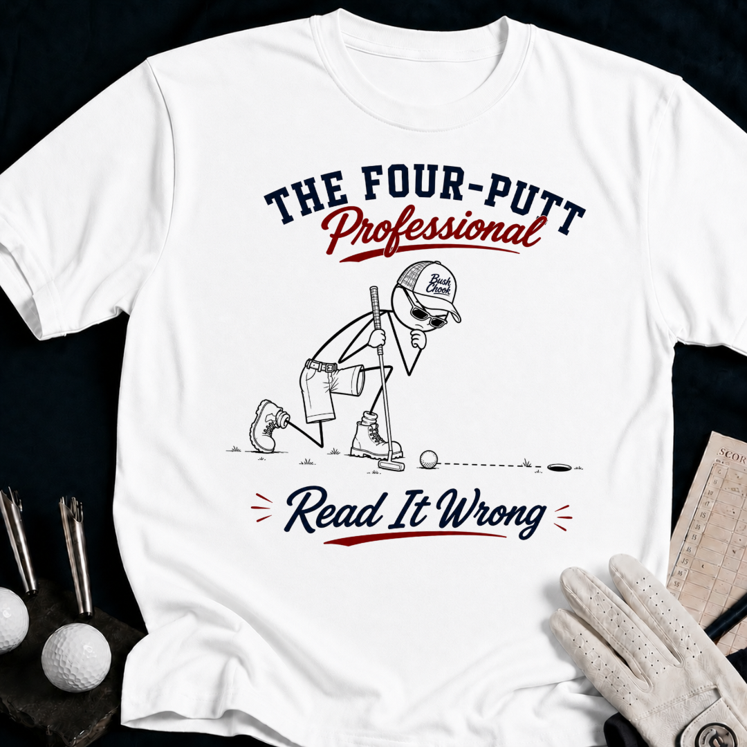 The Four-Putt Professional – funny golf t-shirt in White | Bad Lies Club