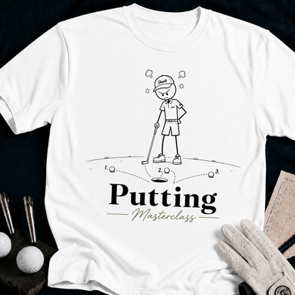 Putting Masterclass – funny golf t-shirt in White | Bad Lies Club