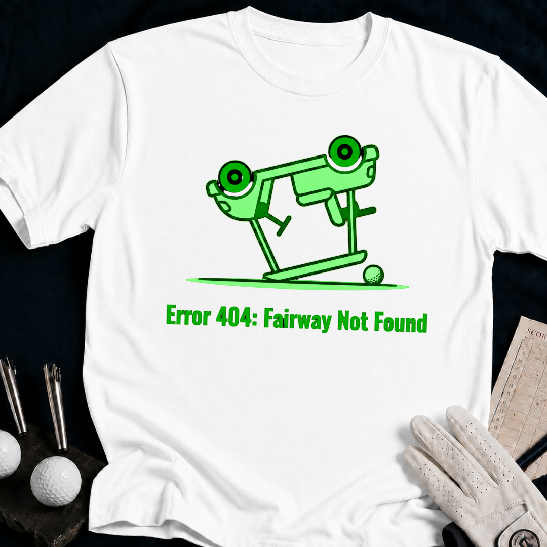 Error404 Fairway Not Found – funny golf t-shirt in White | Bad Lies Club