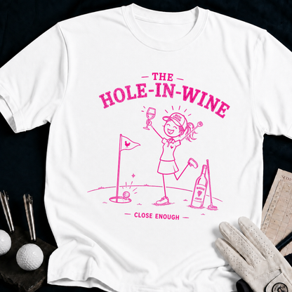 The Hole-In-Wine – funny women's golf t-shirt in White | Bad Lies Club