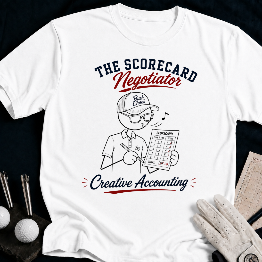 Scorecard Negotiator – funny golf t-shirt in White | Bad Lies Club