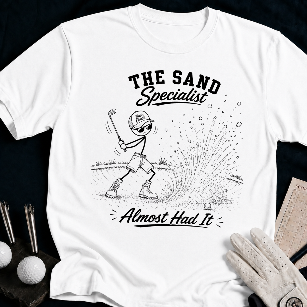 The Sand Specialist – funny golf t-shirt in White | Bad Lies Club