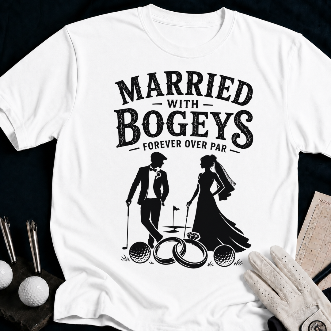 Married With Bogeys Golf – funny golf t-shirt in White | Bad Lies Club